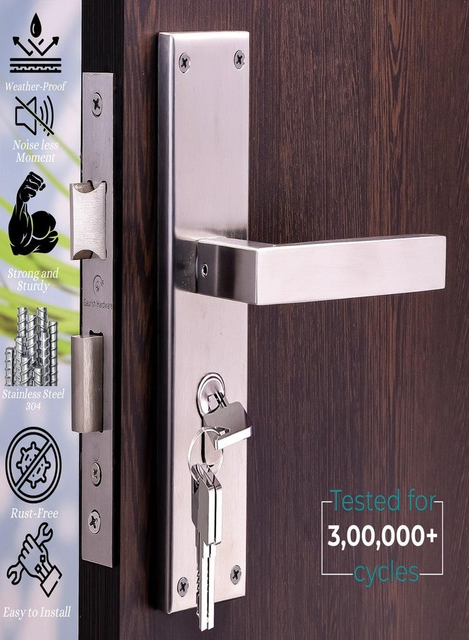Gaurish Hardware Cylindrical Lock Set for Wooden Doors | Stainless Steel Finish | Suitable for Bedroom, Drawing, Living Room | Fits Left & Right, Inside & Outside Opening | Residential Door Handle - Image 2
